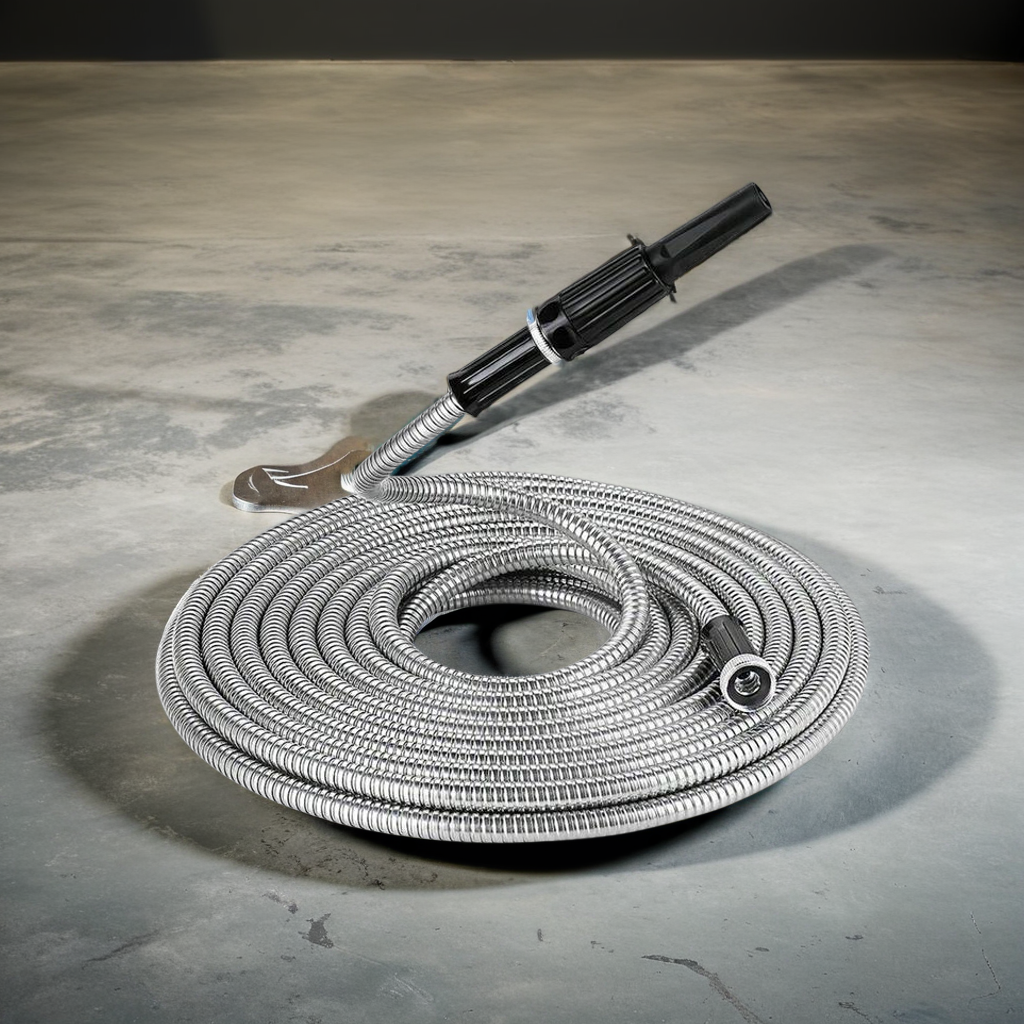 Tuyau de Jardin Métallique – Acier Inoxydable | Flexible, Durable & Étanche