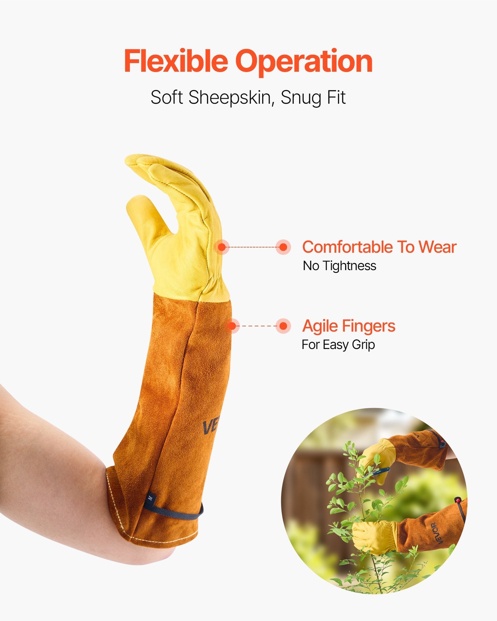 Gardening Gloves – Thorn Proof Long Leather Rose Pruning Gloves for Men & Women