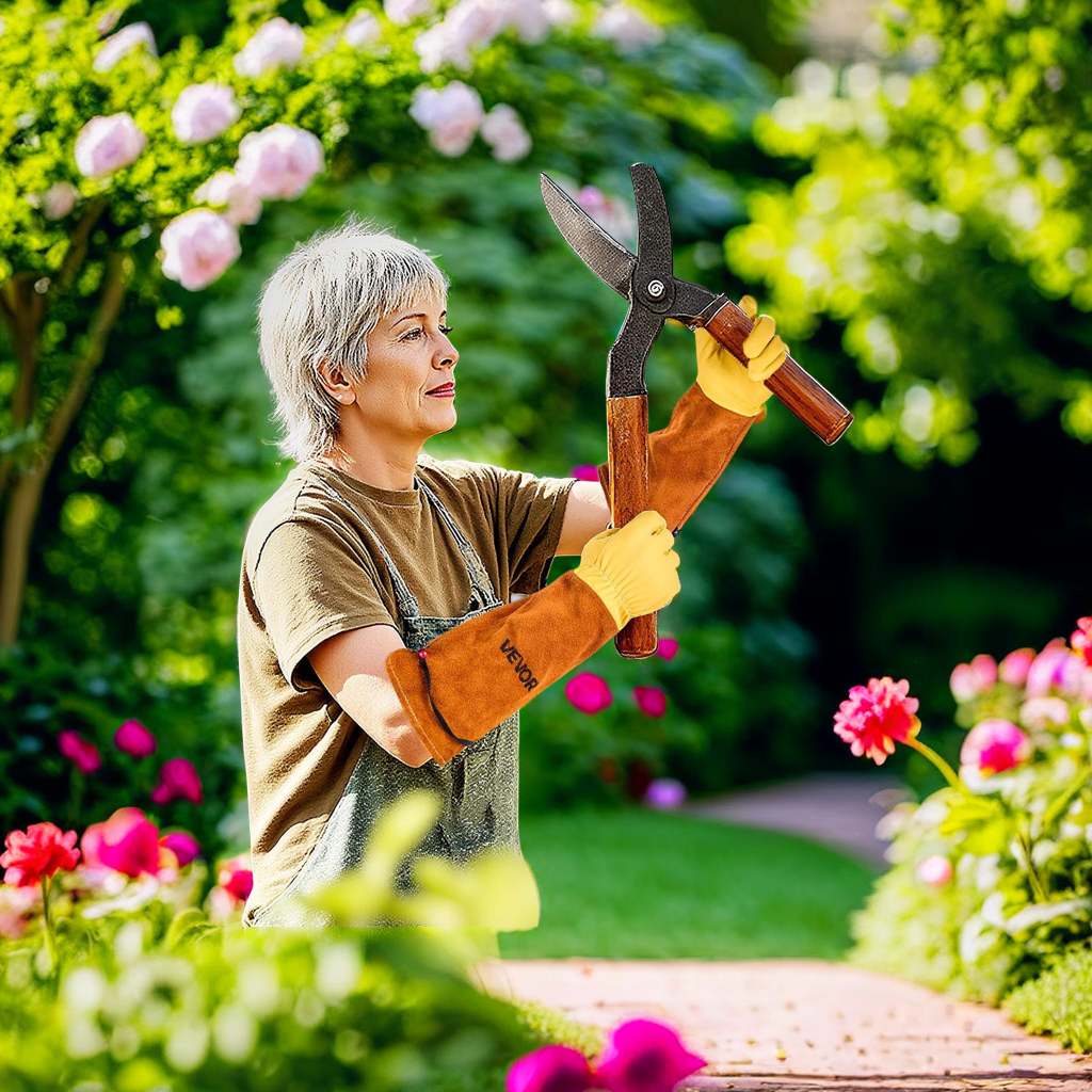 Gants de Jardinage – Gants Longs en Cuir Anti-Épines pour la Taille des Rosiers, Hommes & Femmes
