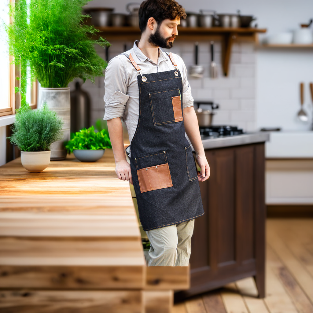 Tablier Homme – Style Coréen | Anti-Salissure et Confortable pour la Cuisine et le Jardinage